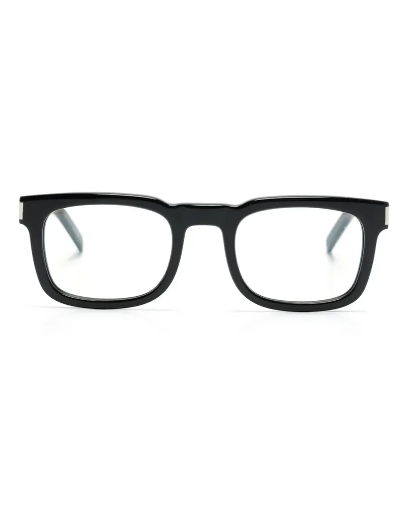 Saint Laurent Eckige Brille mit Logo-Gravur - Schwarz Schwarz