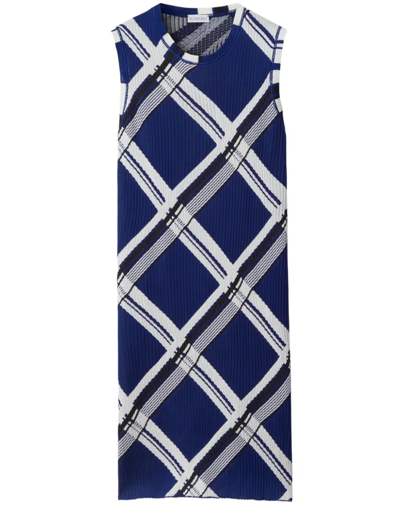 Burberry Seidenkleid mit Karomuster - Blau Blau
