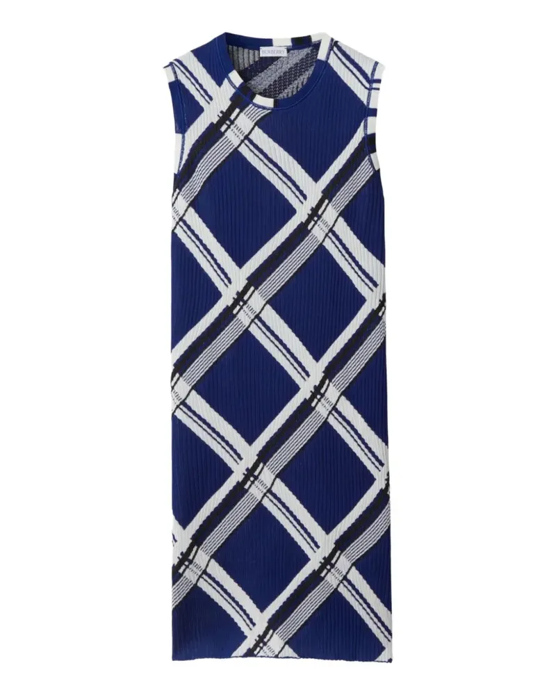 Burberry Seidenkleid mit Karomuster - Blau Blau
