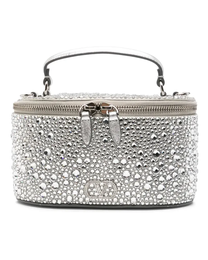 Valentino Garavani VLogo Signature Kosmetiktasche mit Kristallen - Silber Silber