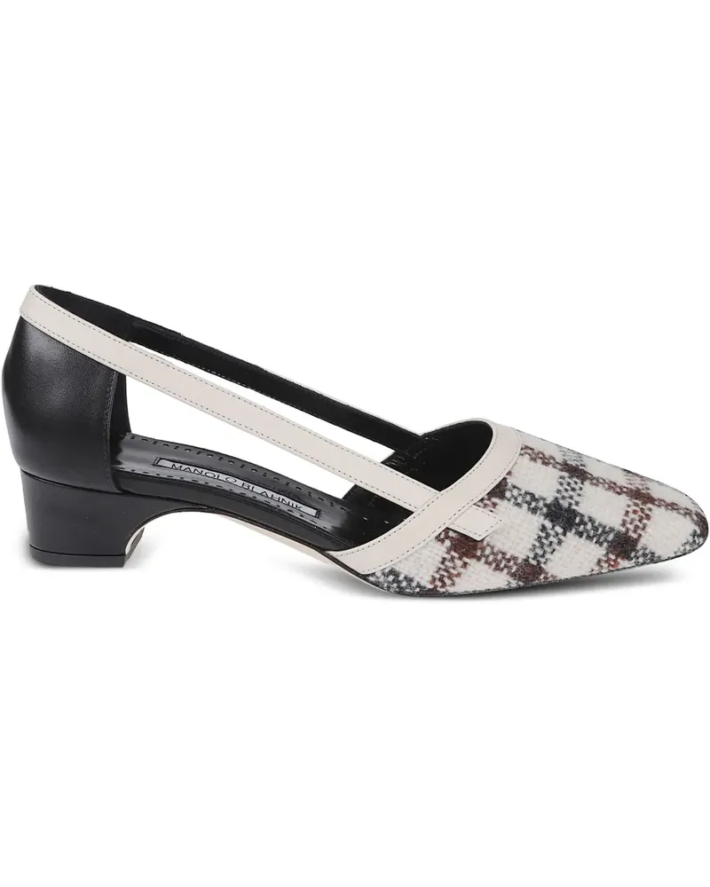 Manolo Blahnik Pumps mit Karomuster - Weiß Weiß