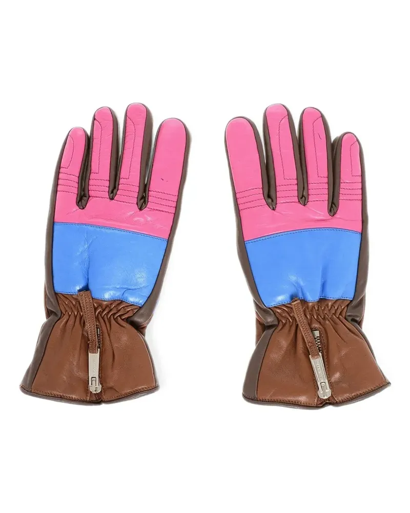 Dsquared2 colour-block leather gloves - Braun Braun