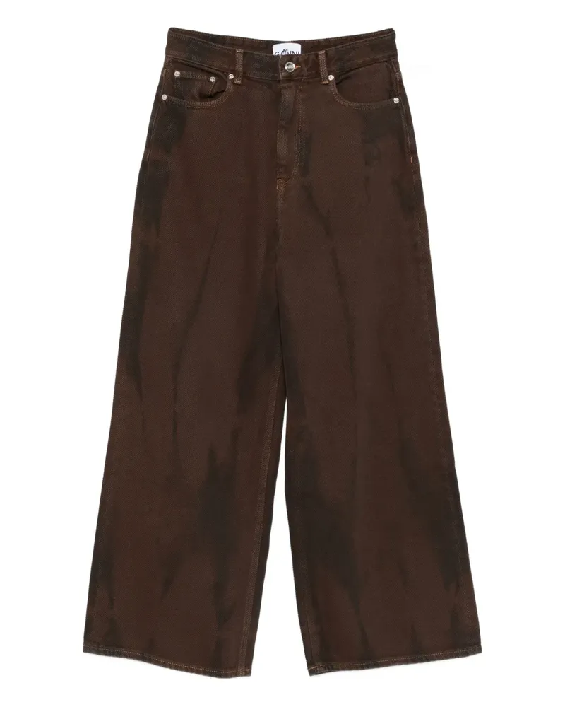 Ganni Wide-Leg-Jeans mit Batikmuster - Braun Braun