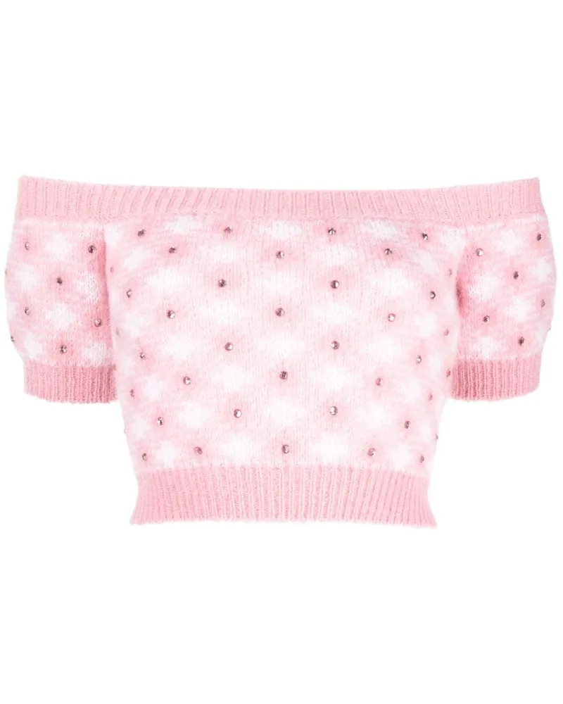 Alessandra Rich Strickoberteil mit Vichy-Karo - Rosa Rosa