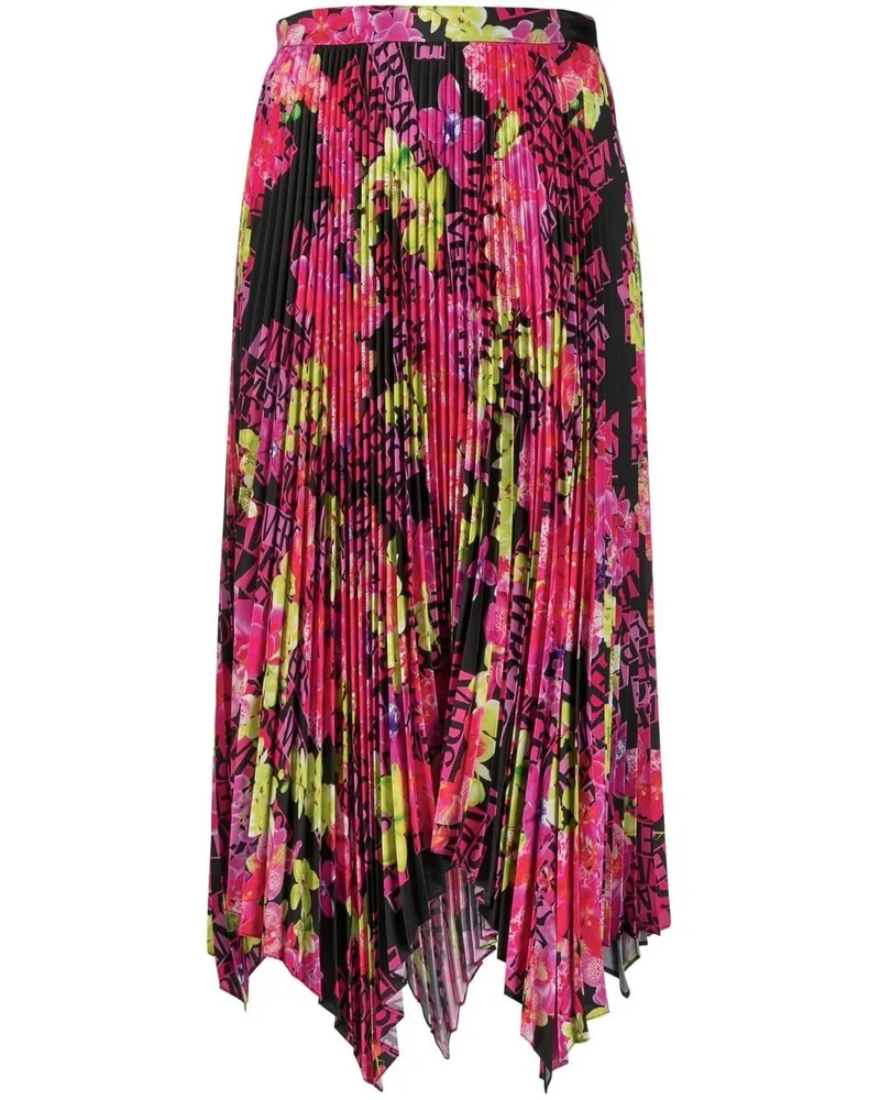 Versace Faltenrock mit Blumen-Print - Schwarz Schwarz