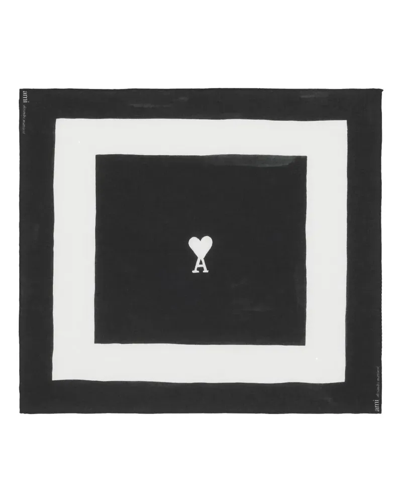 AMI Paris Ami de Coeur Schal mit Print - Schwarz Schwarz