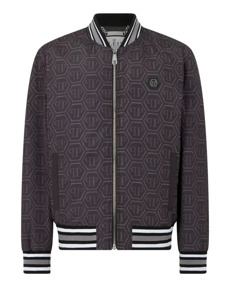 Philipp Plein Bomberjacke mit Monogramm-Print - Schwarz Schwarz