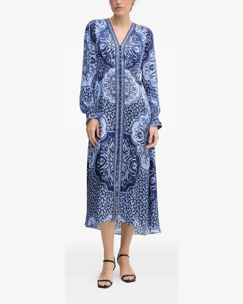 Hale Bob Noor V-neck printed midi dress - Blau Blau
