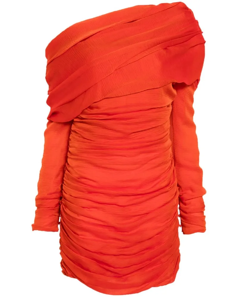 Saint Laurent Schulterfreies Minikleid mit Raffungen - Orange Orange