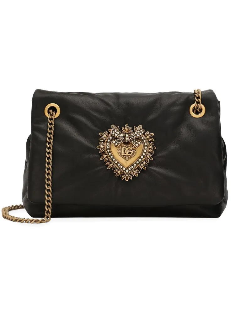 Dolce & Gabbana Mittelgroße Devotion Soft Schultertasche - Schwarz Schwarz