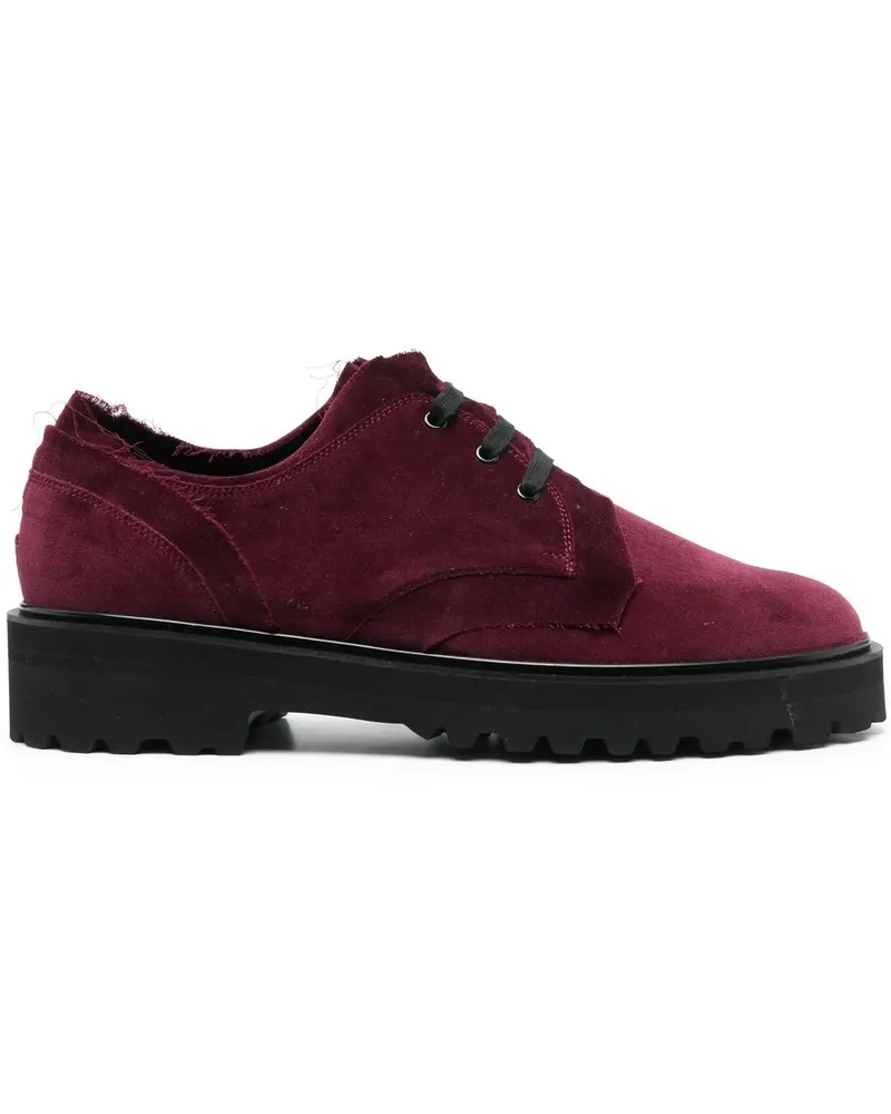 Yohji Yamamoto Derby-Schuhe in Samtoptik - Rot Rot
