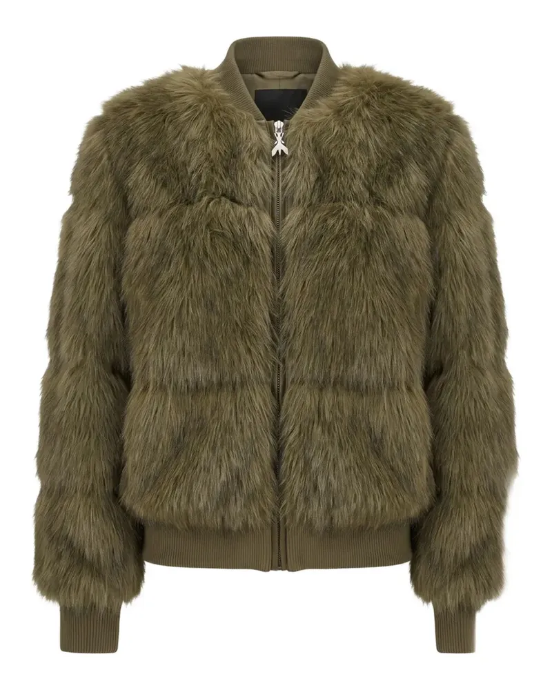 Patrizia Pepe Jacke aus Faux Fur mit geripptem Saum - Grün Grün