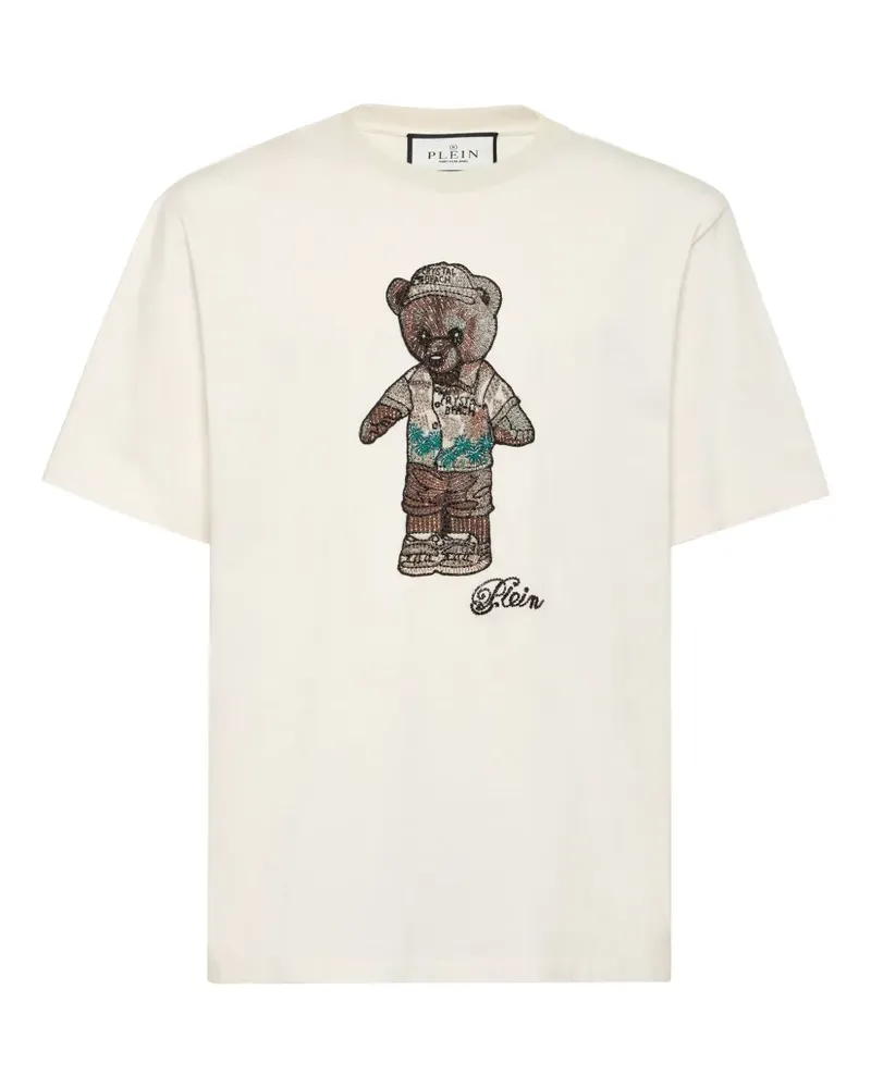 Philipp Plein T-Shirt mit Teddy - Weiß Weiß