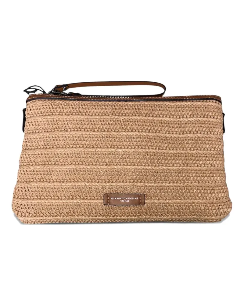 Gianni Chiarini logo-patch clutch bag - Nude Nude