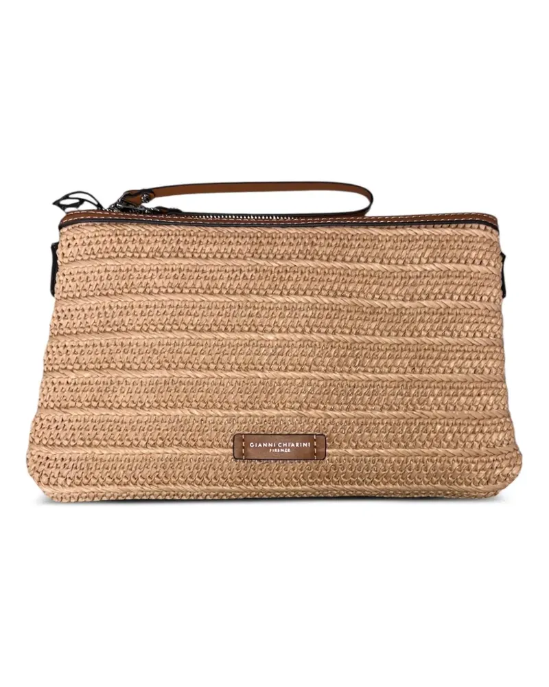 Gianni Chiarini logo-patch clutch bag - Nude Nude