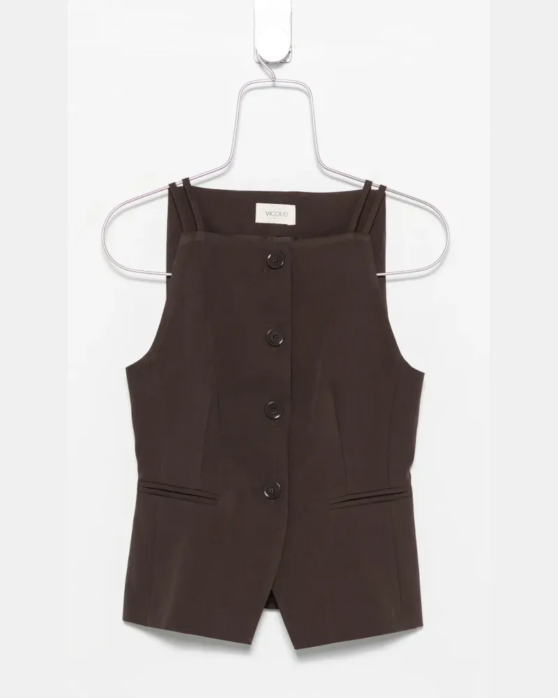 VICOLO button-up sleeveless top - Braun Braun