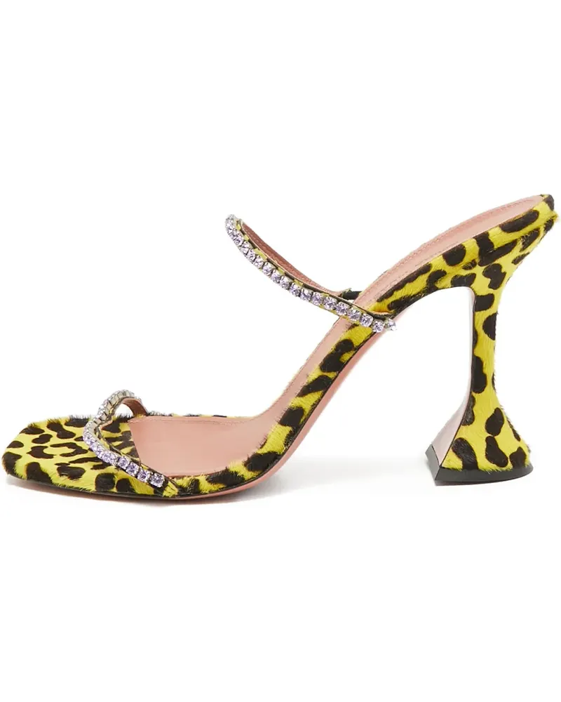 Amina Muaddi Pre-owned Sandalen mit Leoparden-Print 100mm - Gelb Gelb