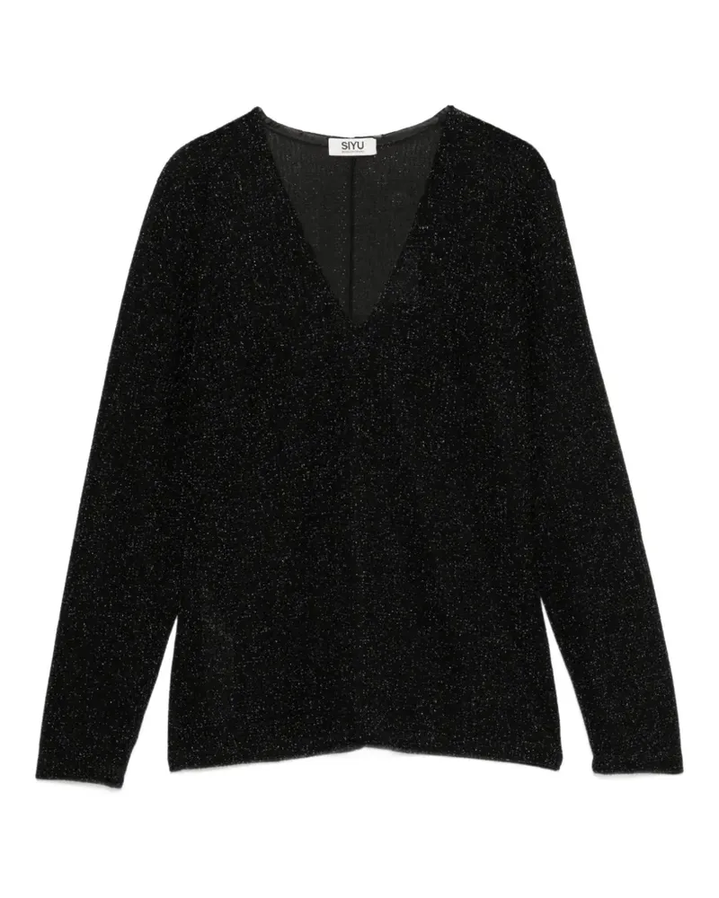 SIYU V-neck long-sleeve T-shirt - Schwarz Schwarz