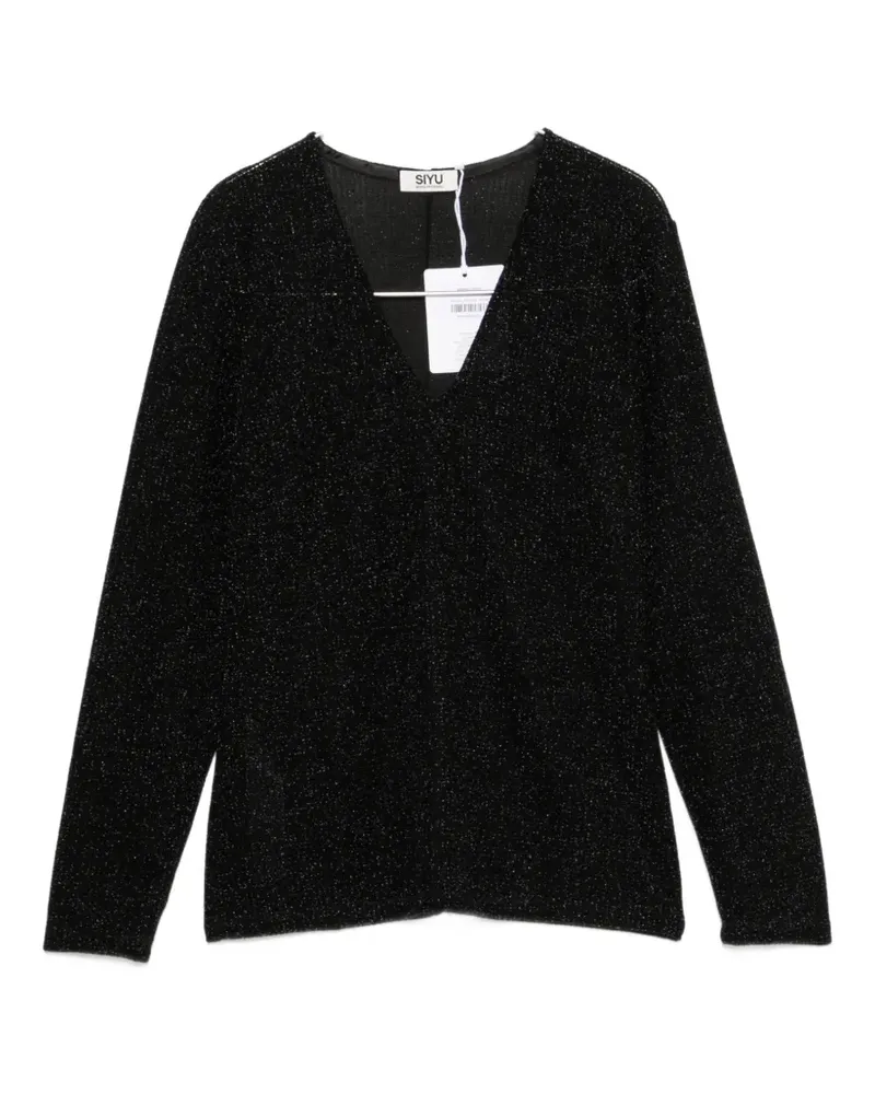 SIYU V-neck long-sleeve T-shirt - Schwarz Schwarz
