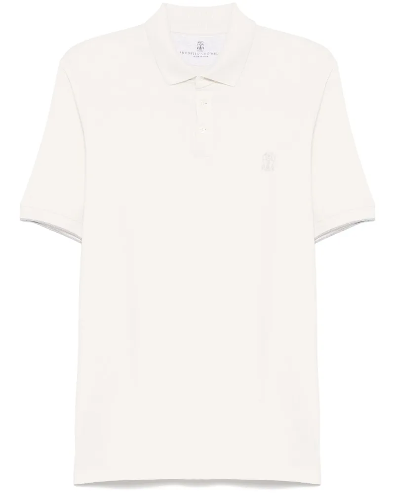 Brunello Cucinelli Poloshirt mit Logo-Print - Nude Nude