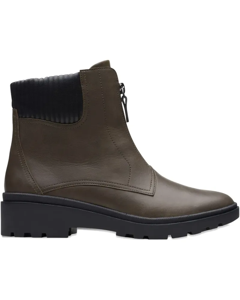 Clarks Calla Zip "Dark Olive" Stiefel - Grün Grün