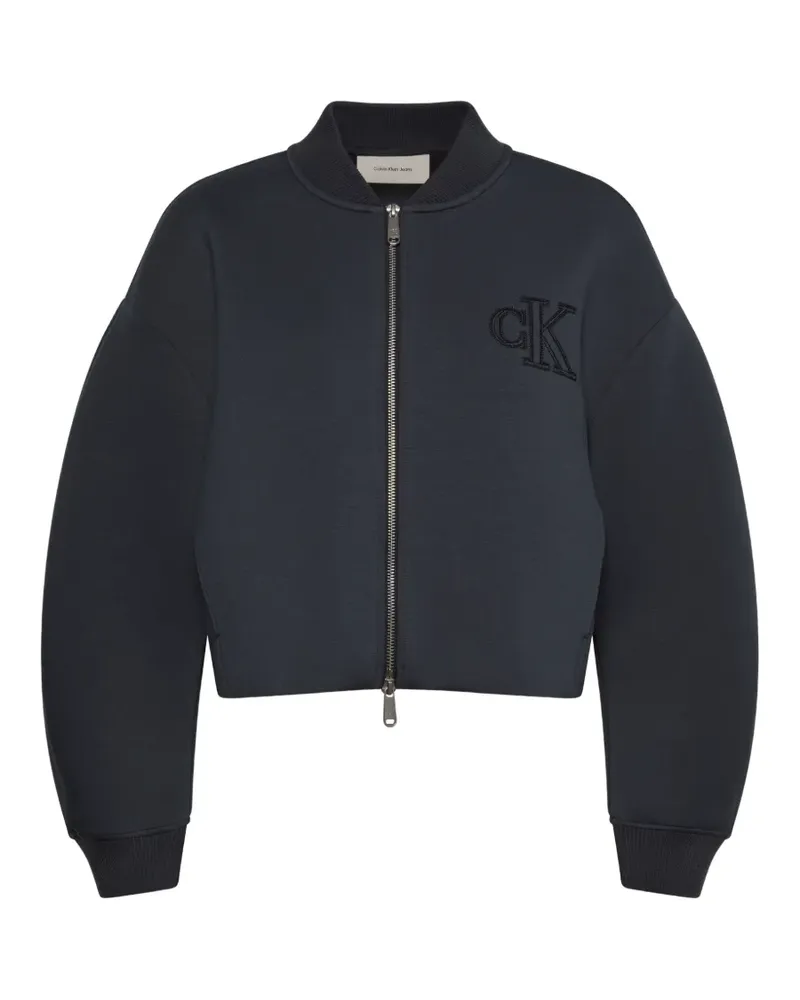 Calvin Klein logo-embroidered cropped bomber jacket - Blau Blau