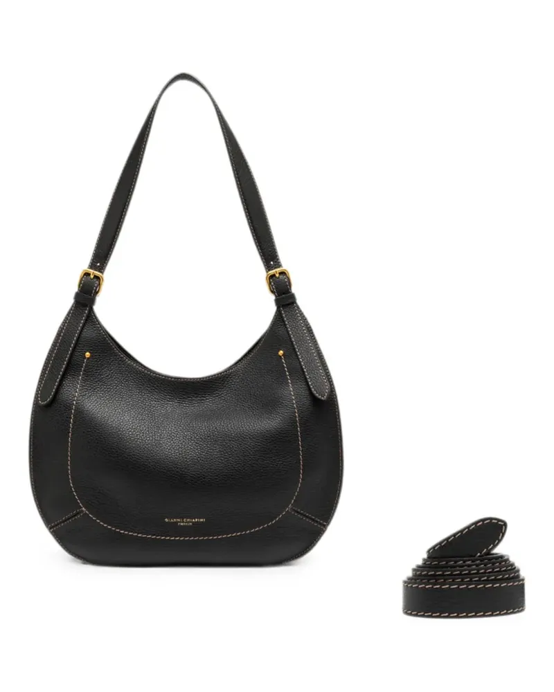 Gianni Chiarini Gabry grained contrast-stitch shoulder bag - Schwarz Schwarz