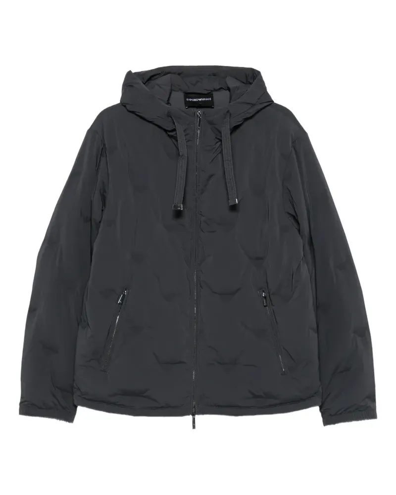 Emporio Armani Kapuzenjacke mit Logo-Steppung - Schwarz Schwarz