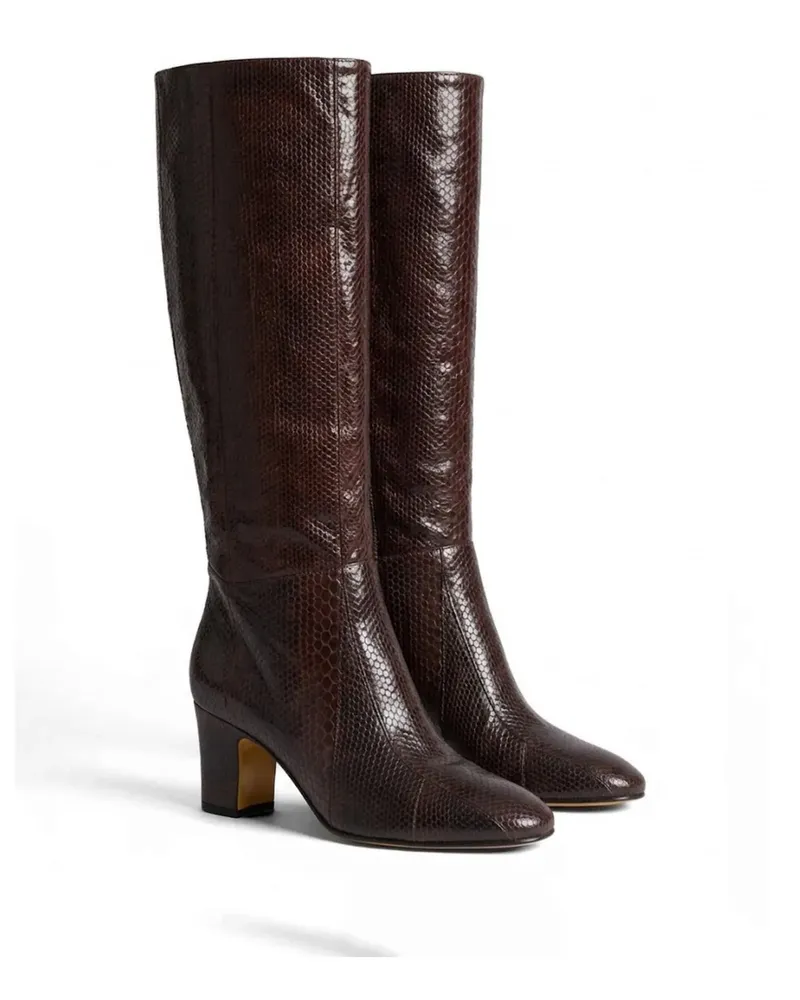 Alberta Ferretti Stiefel mit Schlangen-Effekt - Braun Braun