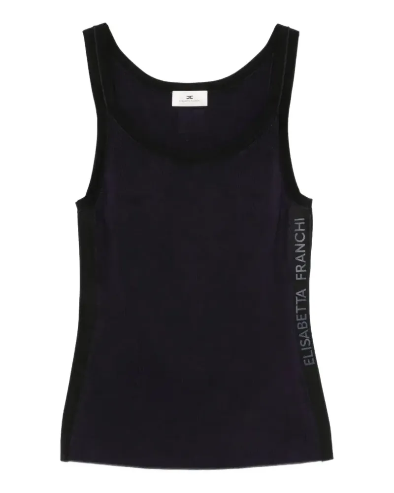Elisabetta Franchi logo-patch ribbed-knit tank top - Blau Blau