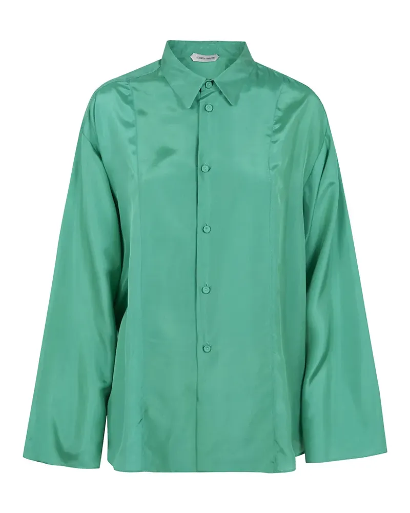 Alberta Ferretti satin-finish silk shirt - Grün Grün
