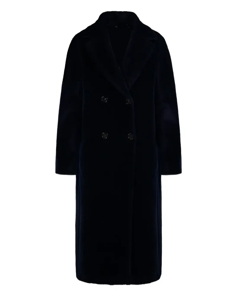 Max Mara Doppelreihiger Mantel aus Alpakawollgemisch - Blau Blau