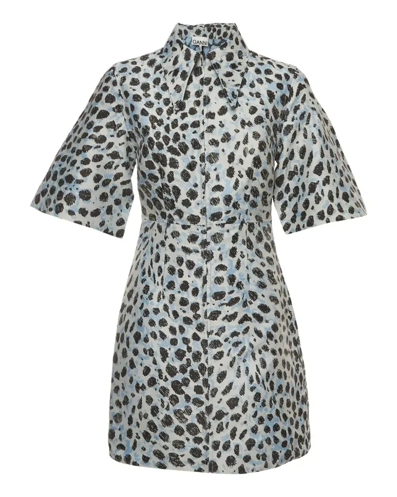 Ganni Minikleid mit Leopardenprint - Nude Nude
