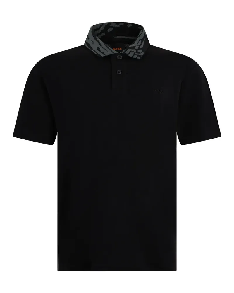 HUGO BOSS patterned collar polo shirt - Schwarz Schwarz