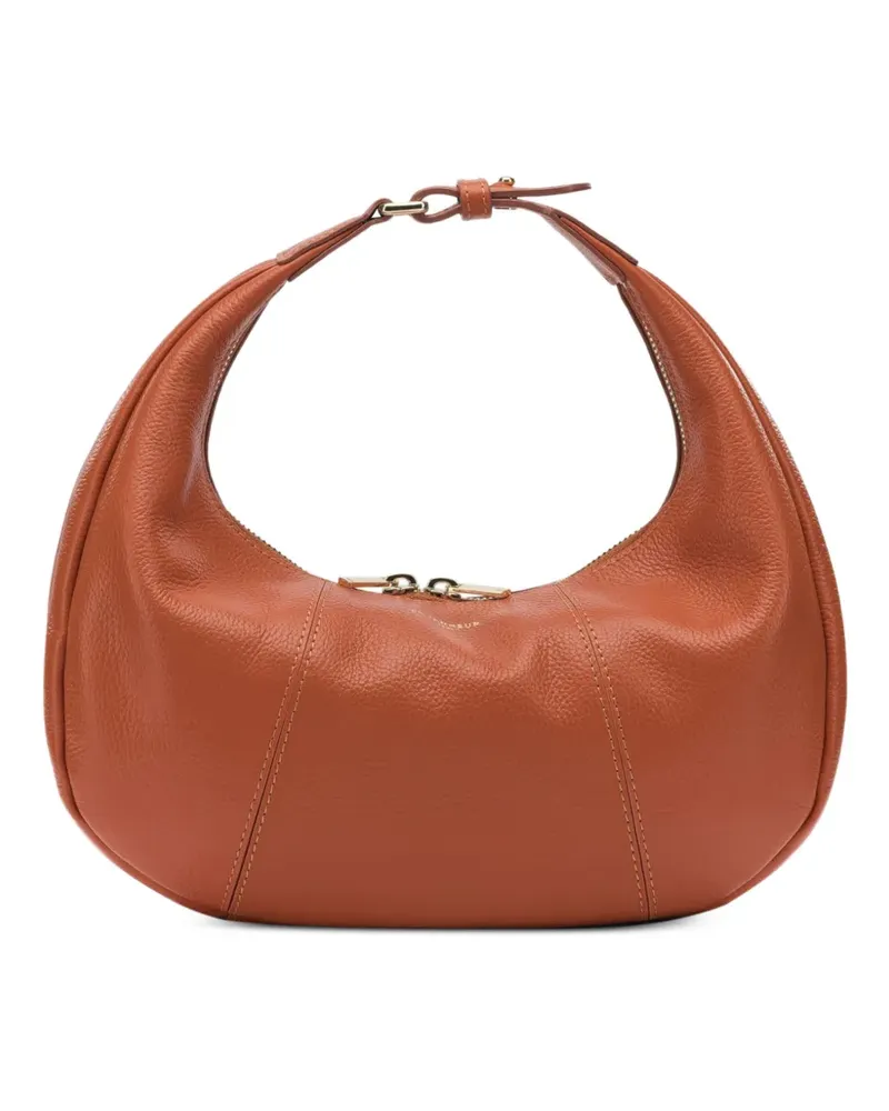 Le Tanneur small pebbled-leather curved tote bag - Orange Orange