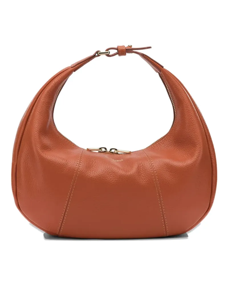 Le Tanneur small pebbled-leather curved tote bag - Orange Orange