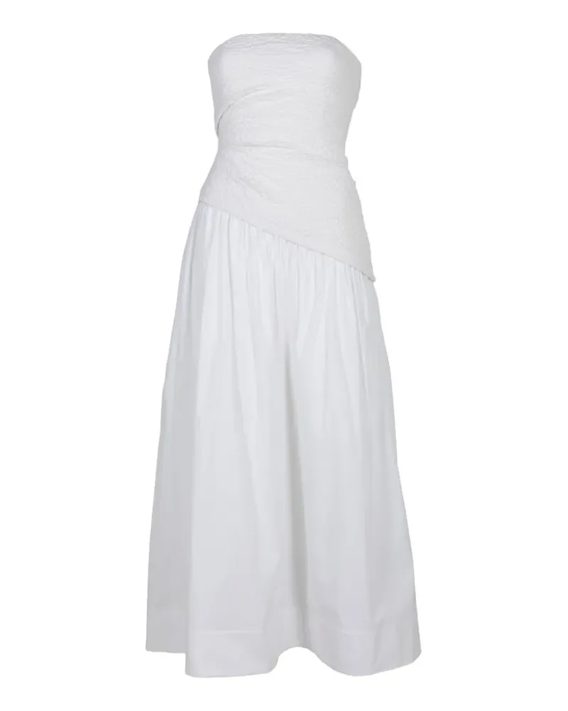 STAUD Nia strapless seersucker maxi dress - Weiß Weiß