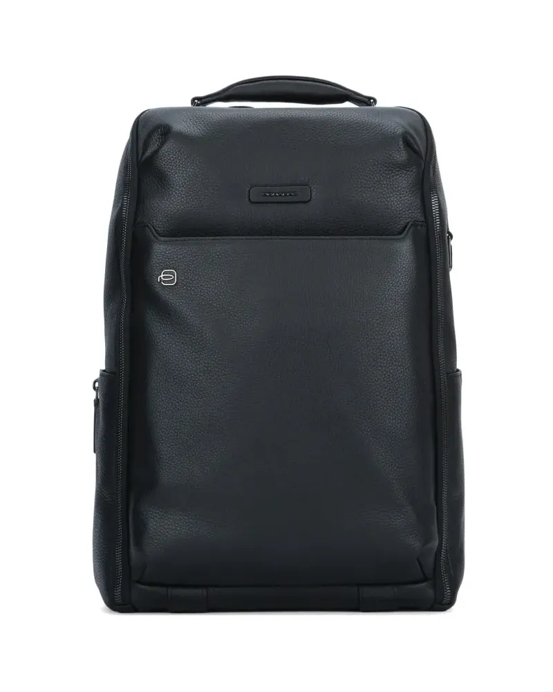 Piquadro pebbled leather backpack - Schwarz Schwarz