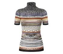 Gestreiftes Rollkragenoberteil - Schwarz