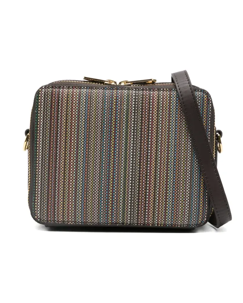Paul Smith Gestreifte Schultertasche mit Reißverschluss - Braun Braun