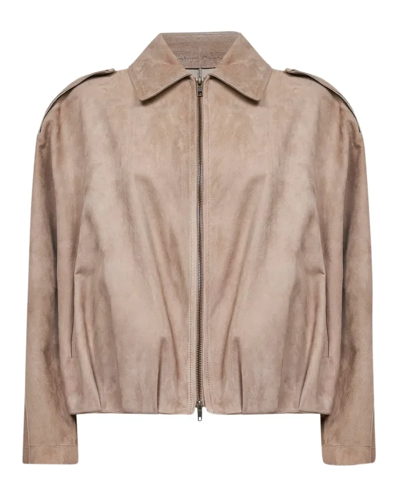 Salvatore Santoro gathered leather jacket - Nude Nude