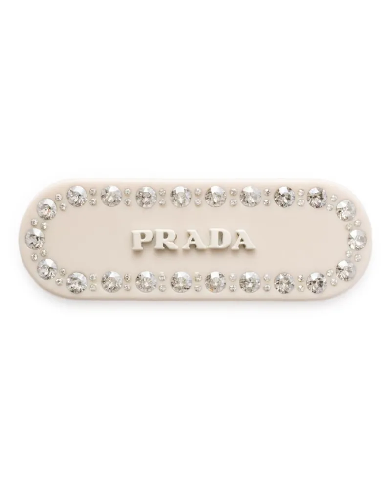 Prada Haarspange mit Logo-Schild - Weiß Weiß