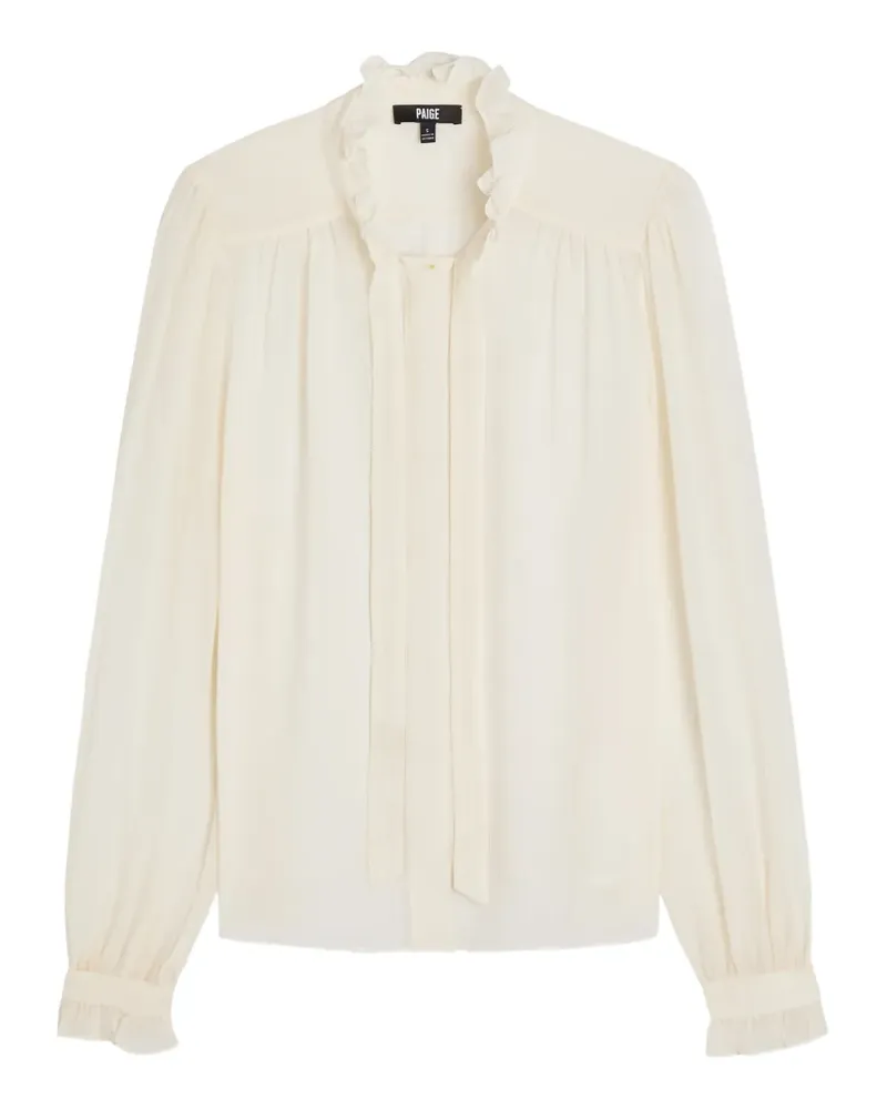 Paige ruffled-collar tie-detail blouse - Nude Nude