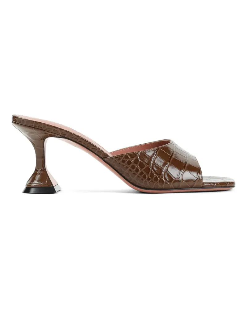 Amina Muaddi Mules mit eckiger Kappe - Braun Braun