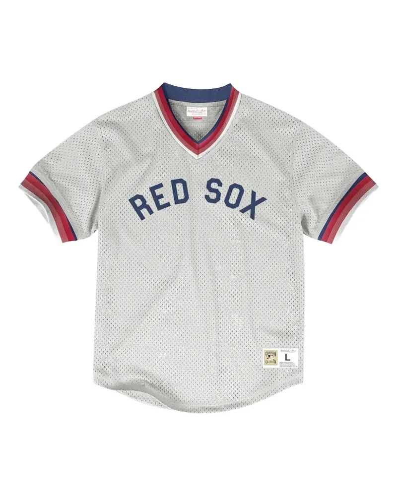 Mitchell & Ness x MLB Boston Red Sox Jersey mit V-Ausschnitt - Grau Grau