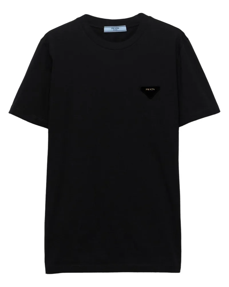 Prada T-Shirt mit Triangel-Logo - Schwarz Schwarz