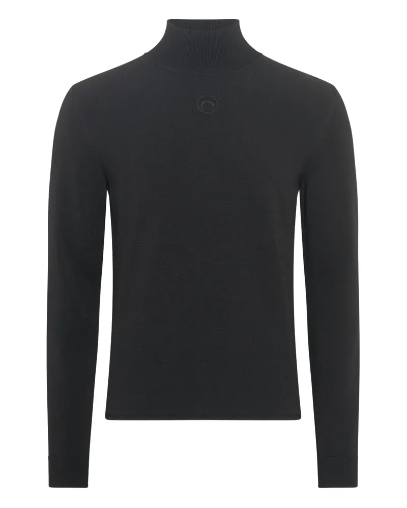 Marine Serre Pullover mit Mond-Stickerei - Schwarz Schwarz