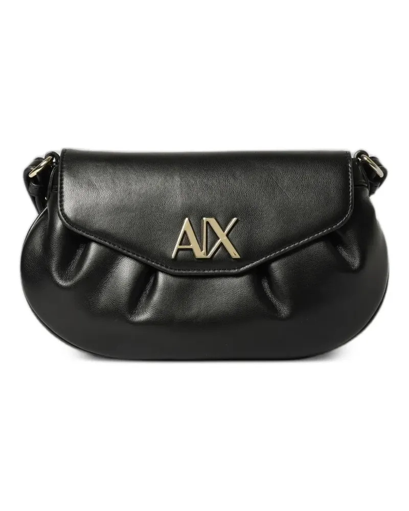 Armani Exchange Geraffte Schultertasche - Schwarz Schwarz