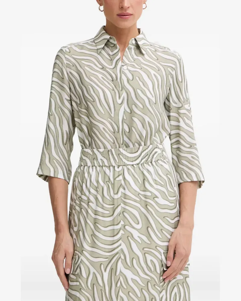 MARC AUREL zebra-print three-quarter-sleeve shirt - Grün Grün