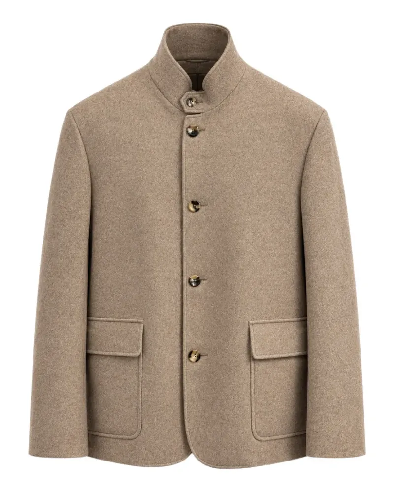 AGNONA cashmere buttoned-collar jacket - Nude Nude